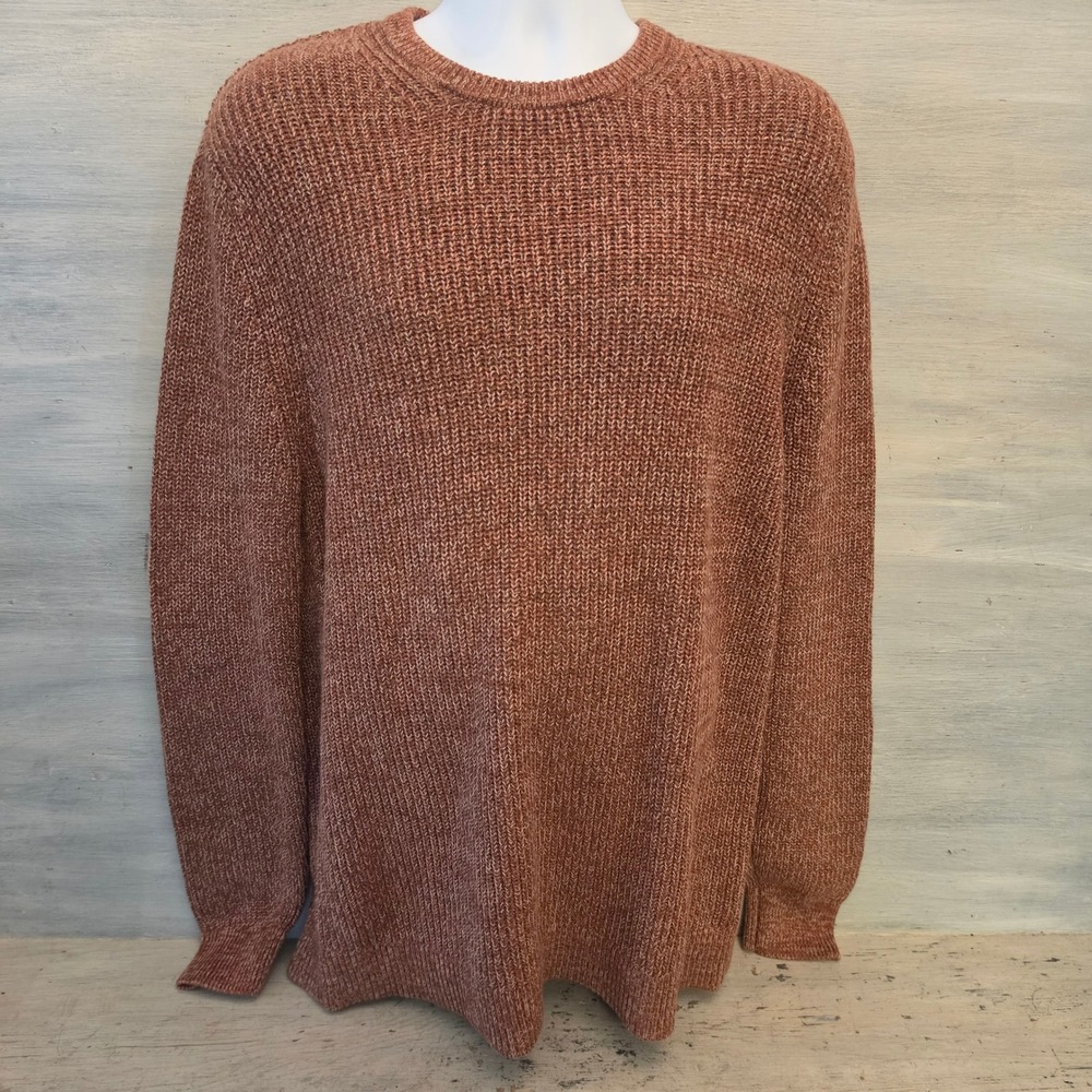 Goodfellow 55% Cotton Terracotta Brown Marl Knit Crew Neck Sweater Large NWT